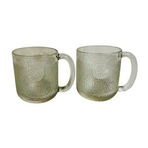 Littala Krouvi Clear Etched Scandinavian Glass Vintage Beer Mugs Set Of 2